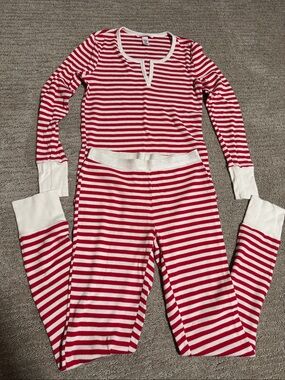 Victoria’s Secret Red & White Striped Long-Sleeve Pajama Set